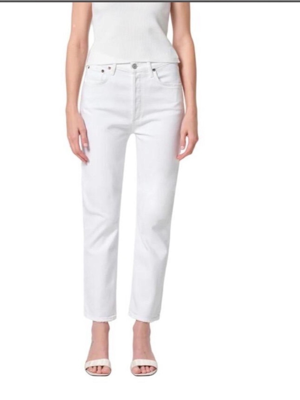 Agolde Riley High Rise Straight Crop Jeans Sour Cream 25